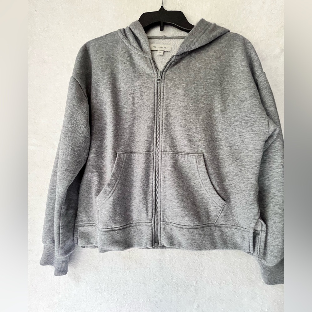 Free Assembly Heather Grey Zip Up Hoodie Unisex Youth XXL(18)
